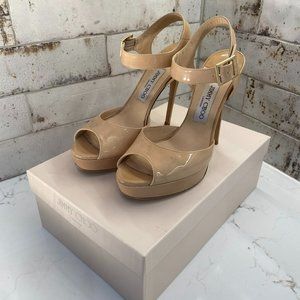 Jimmy Choo Linda Patent Leather Nude - Size 39 1/2 - Hardly Worn.